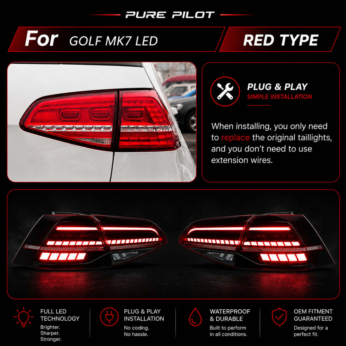 12-20 Volkswagen Golf 7/7.5 Taillights