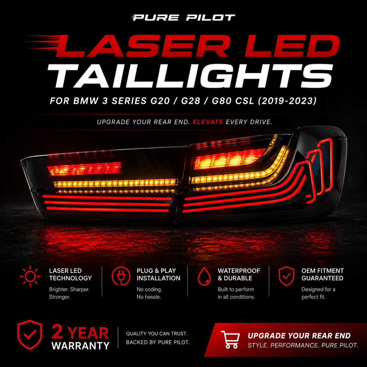 19-23 BMW 3 Series G20 G28 G80 Csl Laser Led Taillights