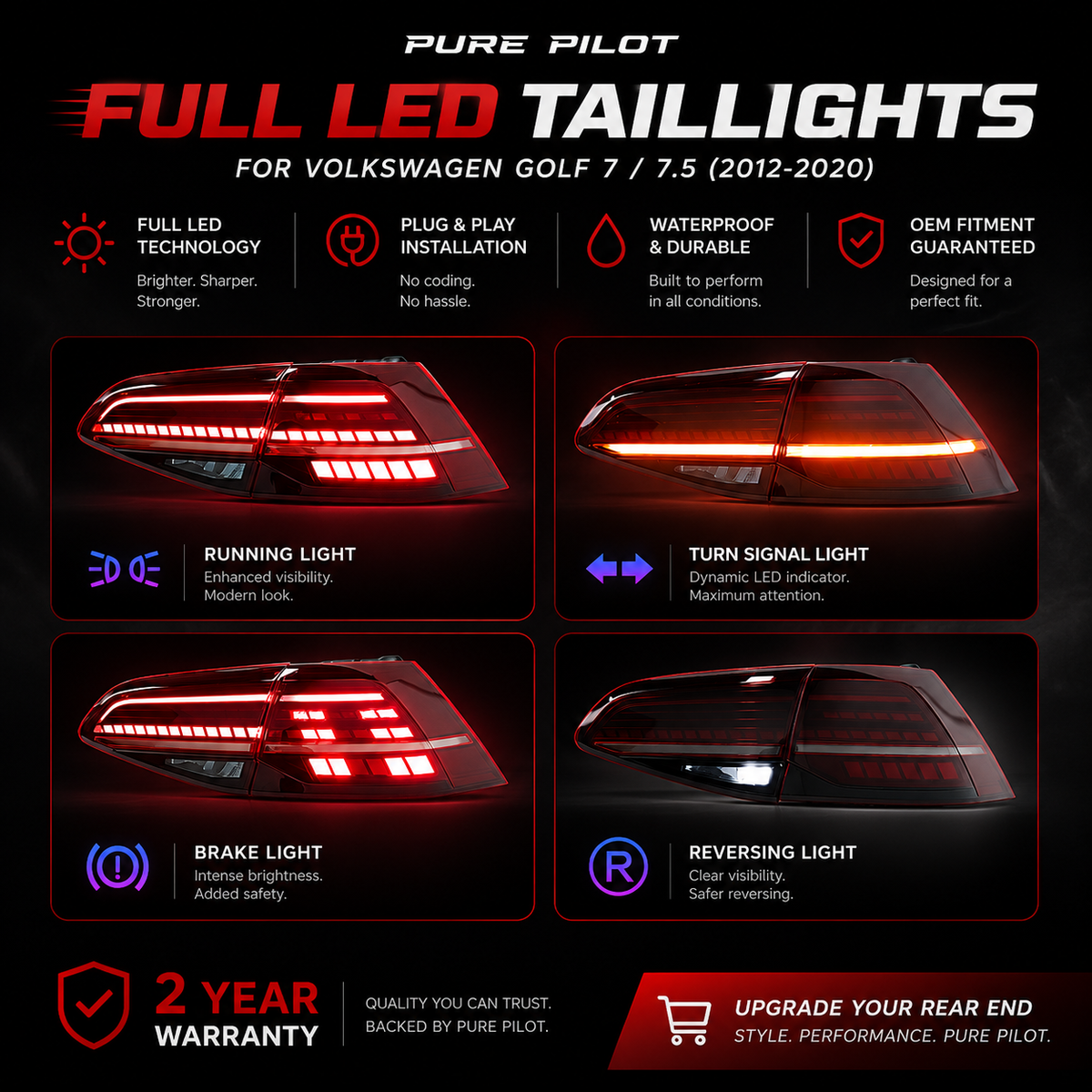12-20 Volkswagen Golf 7/7.5 Taillights