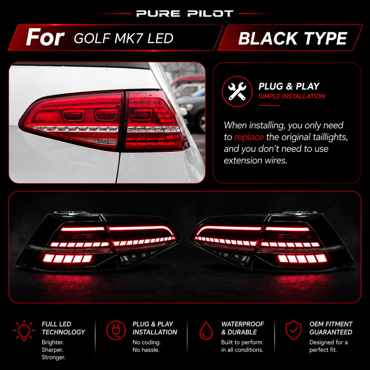 12-20 Volkswagen Golf 7/7.5 Taillights